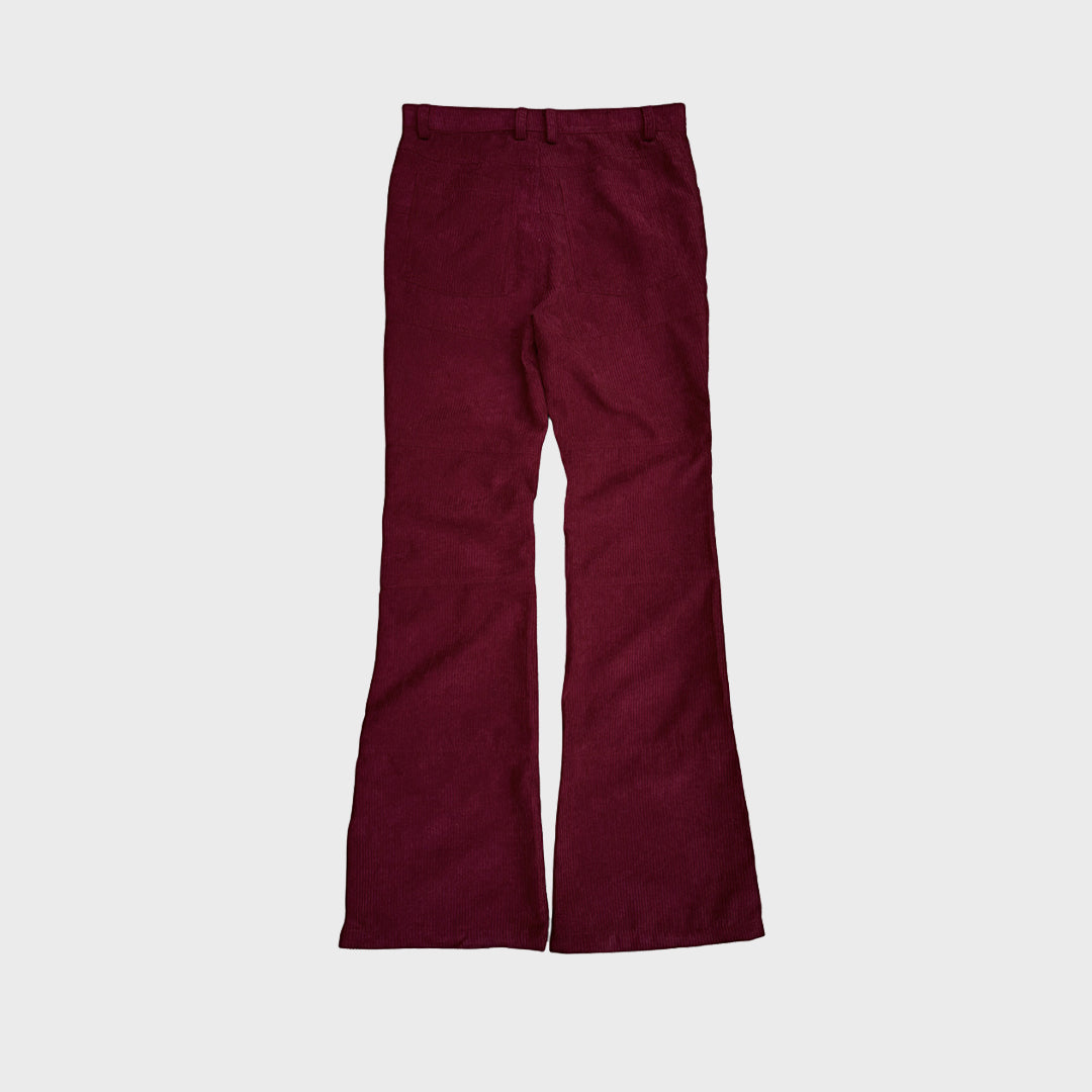 CORDUROY HAGI FANCY RED FLARED PANTS