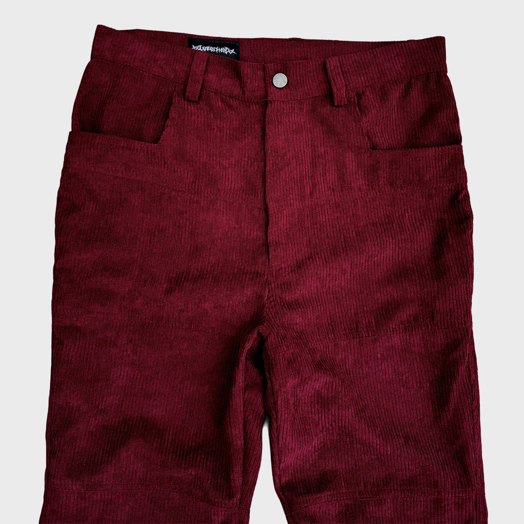 CORDUROY HAGI FANCY RED FLARED PANTS