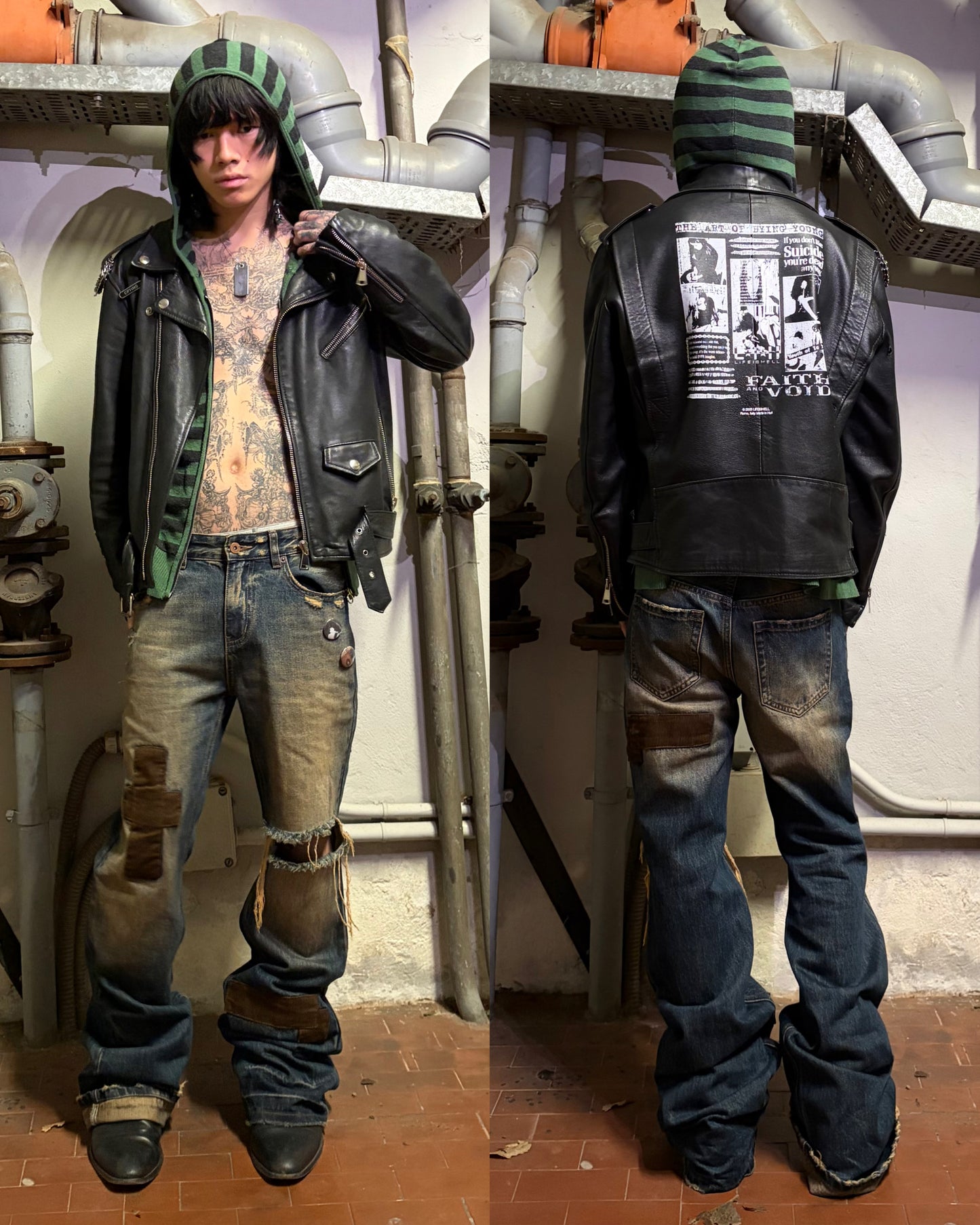 “1984” USED PATCHWORK RELAXED DENIM