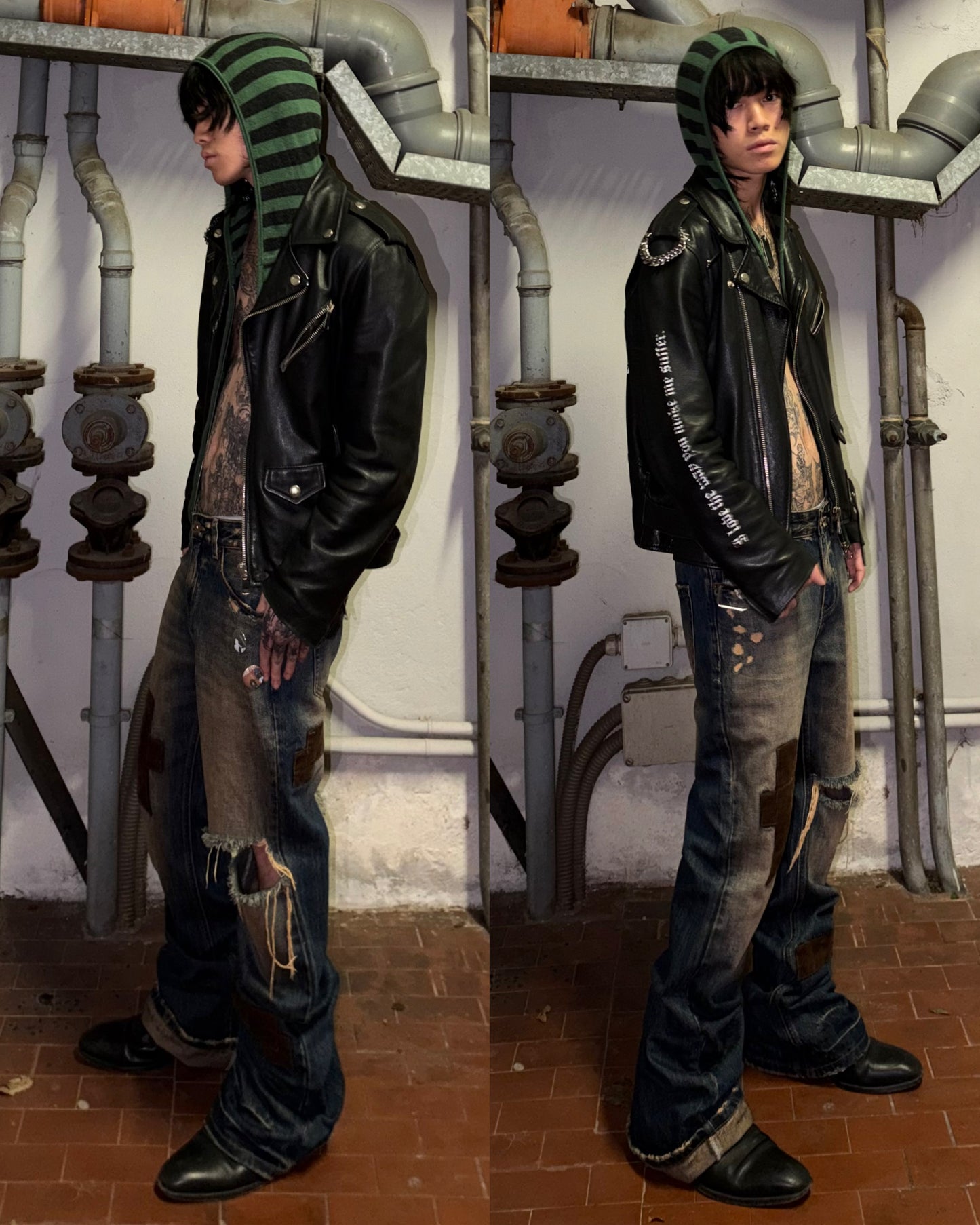 “1984” USED PATCHWORK RELAXED DENIM