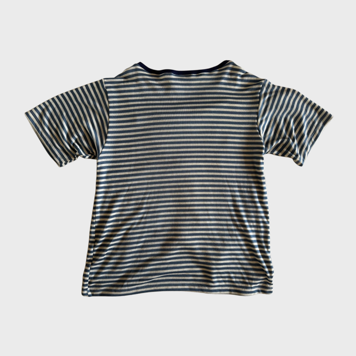 STRIPED THIN COTTON T-SHIRT BLUE