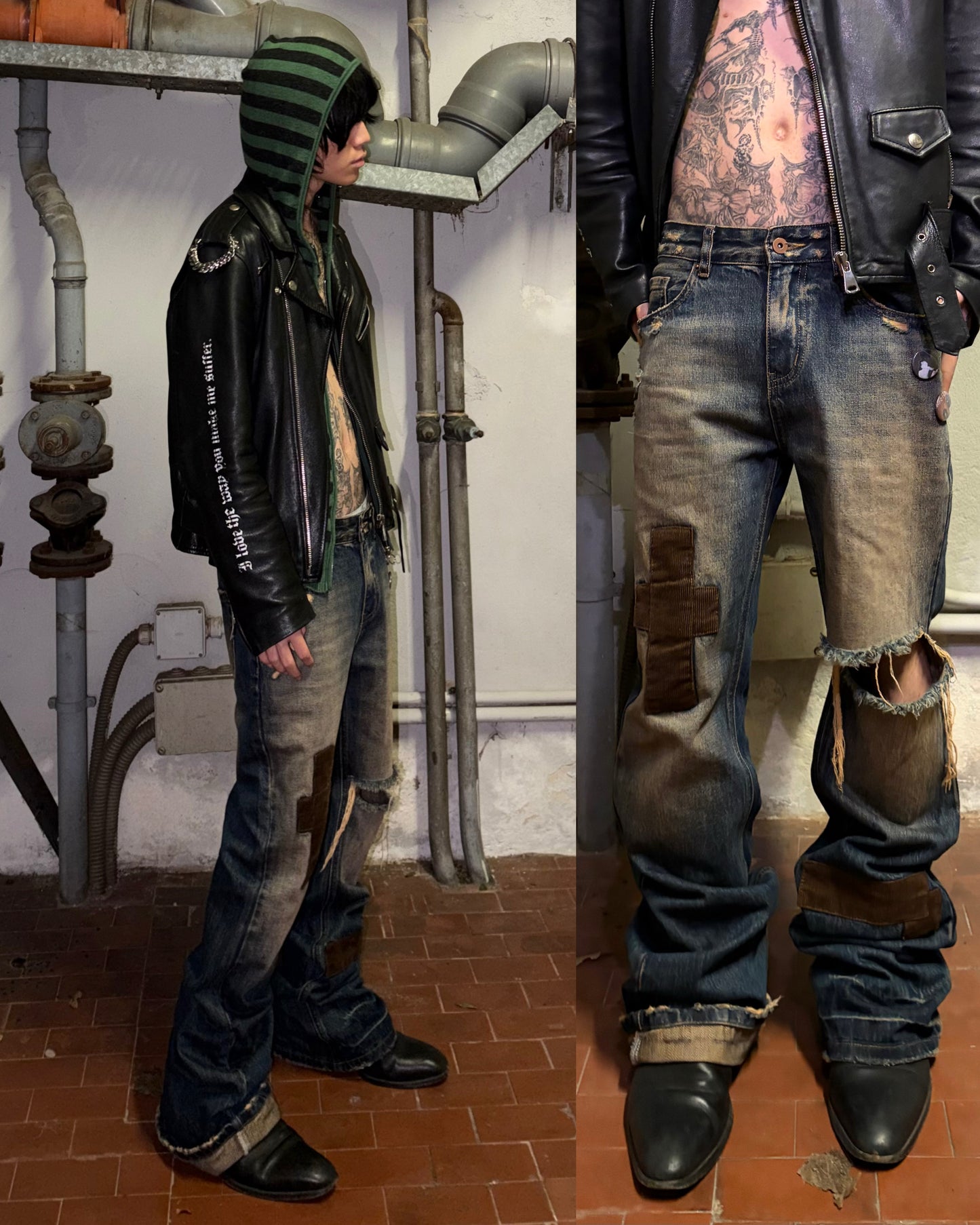 “1984” USED PATCHWORK RELAXED DENIM