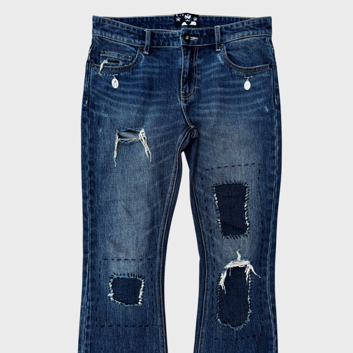 TEXAS DEEP BLUE REPAIRED BOOTCUT JEANS