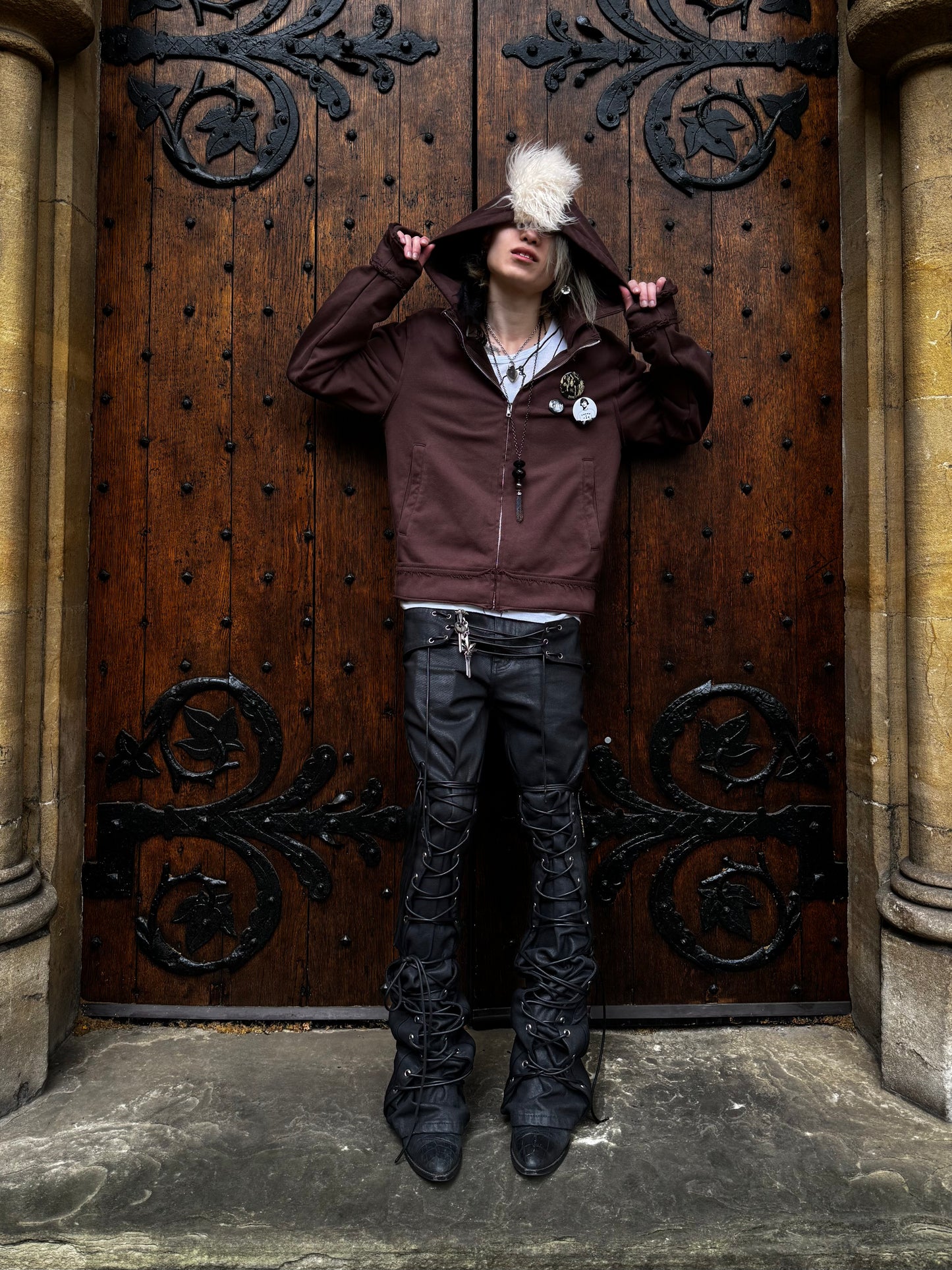 CRUST MOHAWK FUR ZIP HOODIE BROWN