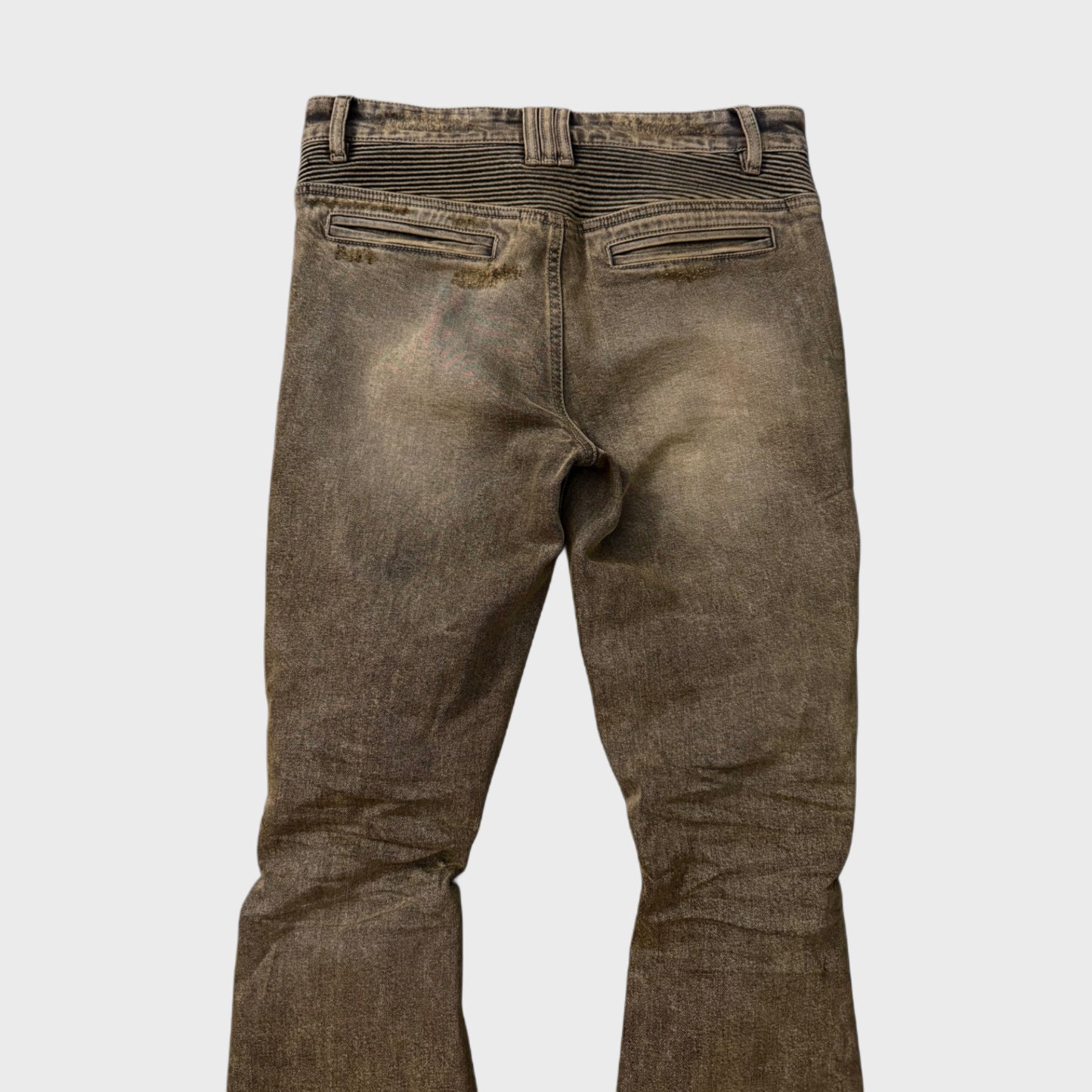 BIKER CUT MUD WASH BOOTCUT DENIM