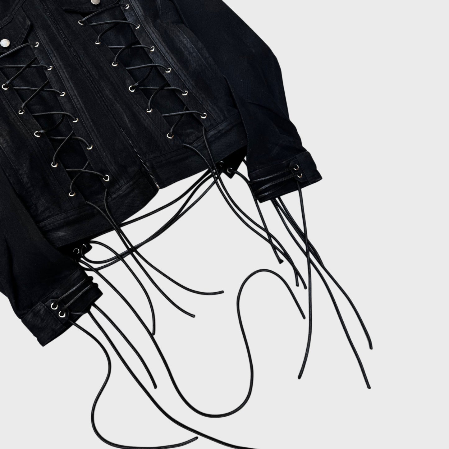 RUNWAY LACEUP WAX DENIM JACKET