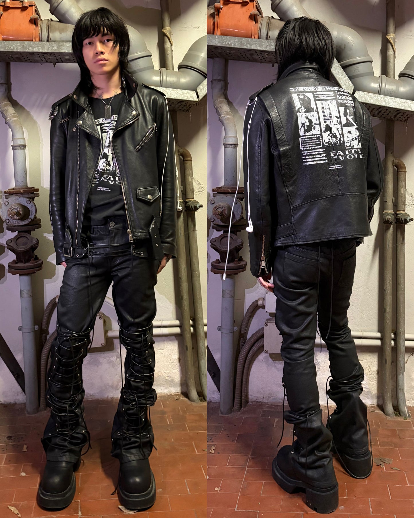 “RUNWAY” LACEUP WAX DENIM