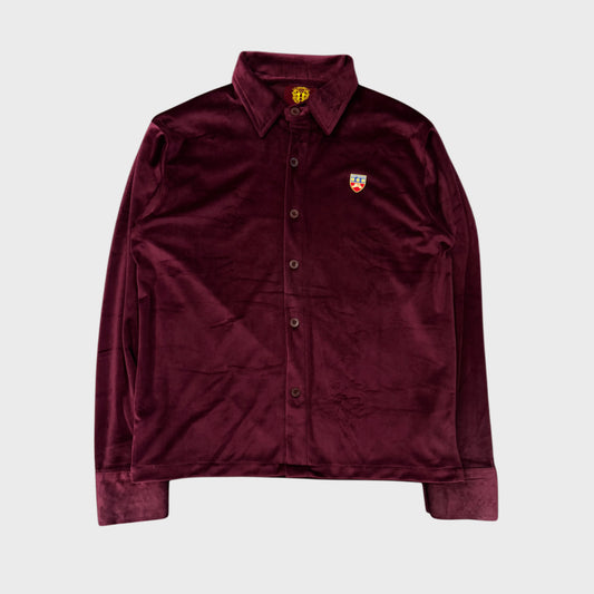 VELVET BORDEAUX RED BUTTONS SHIRT