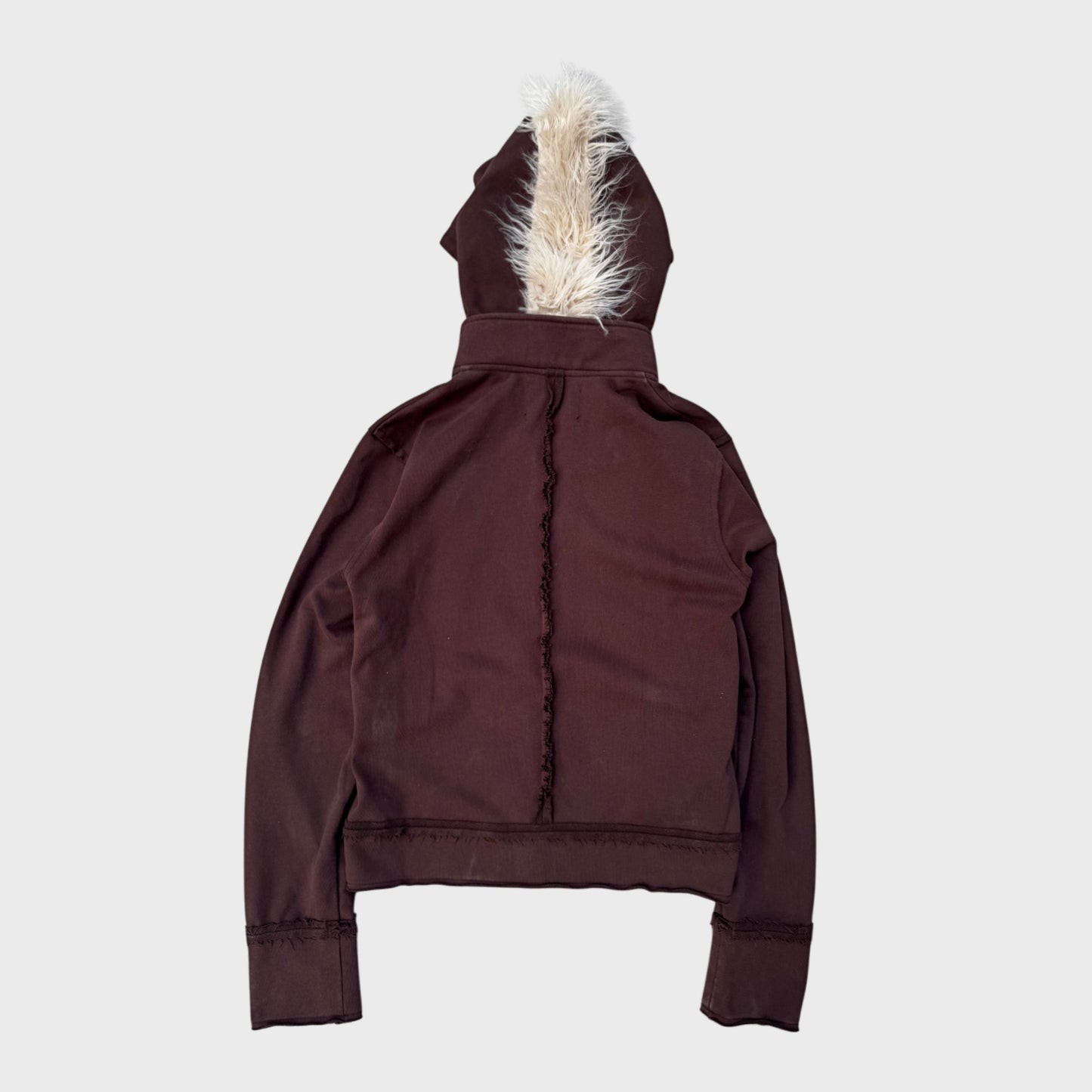 CRUST MOHAWK FUR ZIP HOODIE BROWN