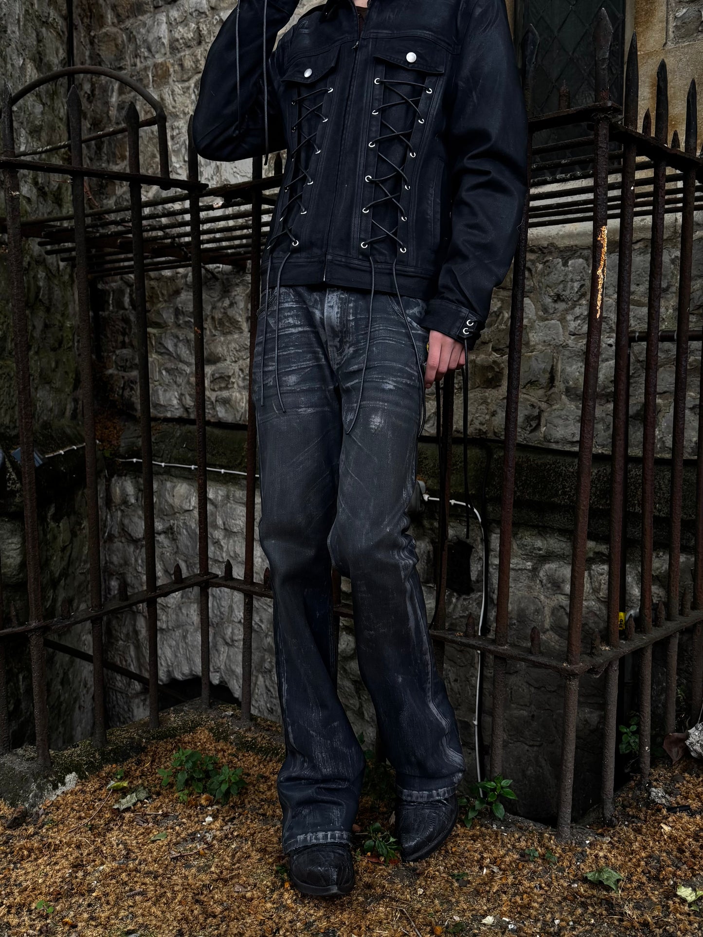 REVIVAL WAX COATED NOIR BOOTCUT DENIM