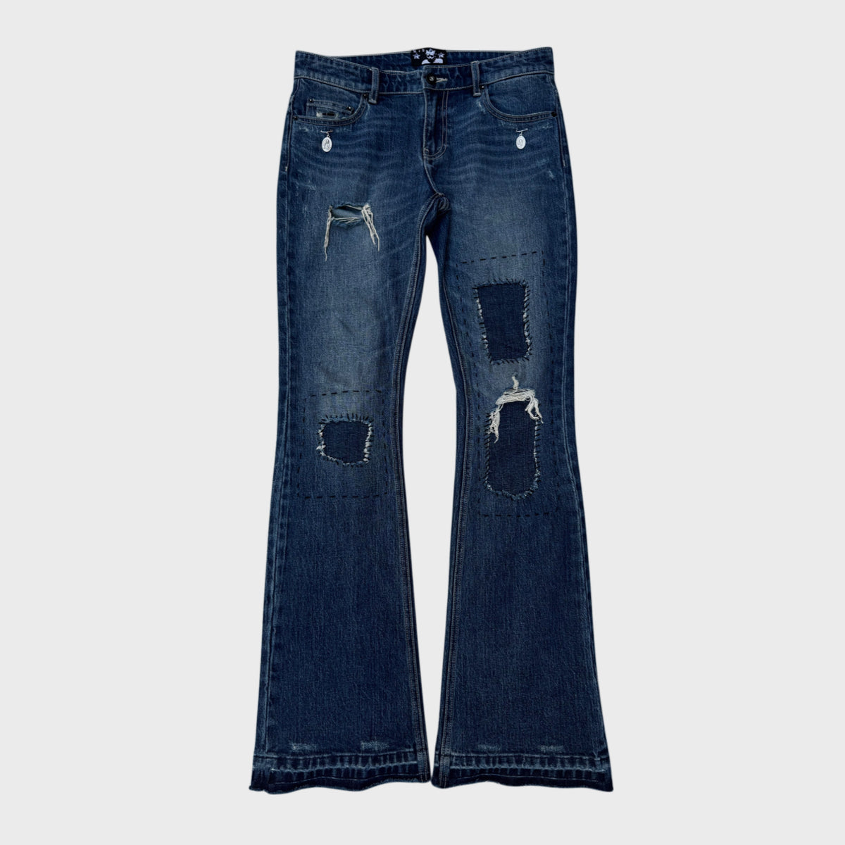 TEXAS DEEP BLUE REPAIRED BOOTCUT JEANS