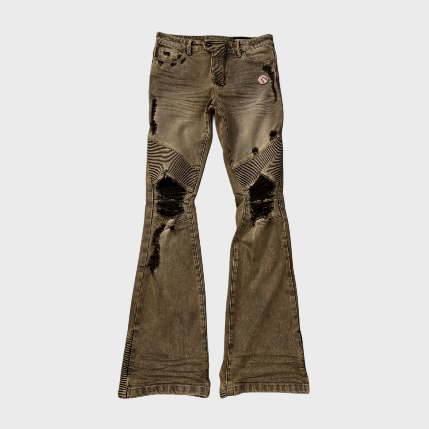BIKER CUT MUD WASH BOOTCUT DENIM