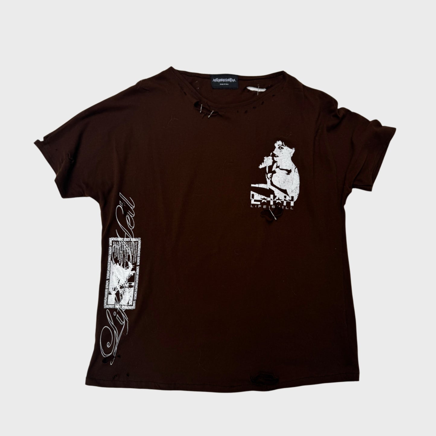 ARTISANAL BROWN PRINT T-SHIRT
