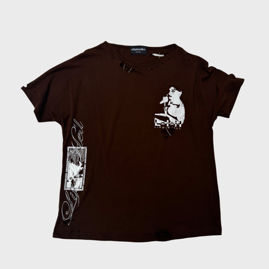 ARTISANAL BROWN PRINT T-SHIRT