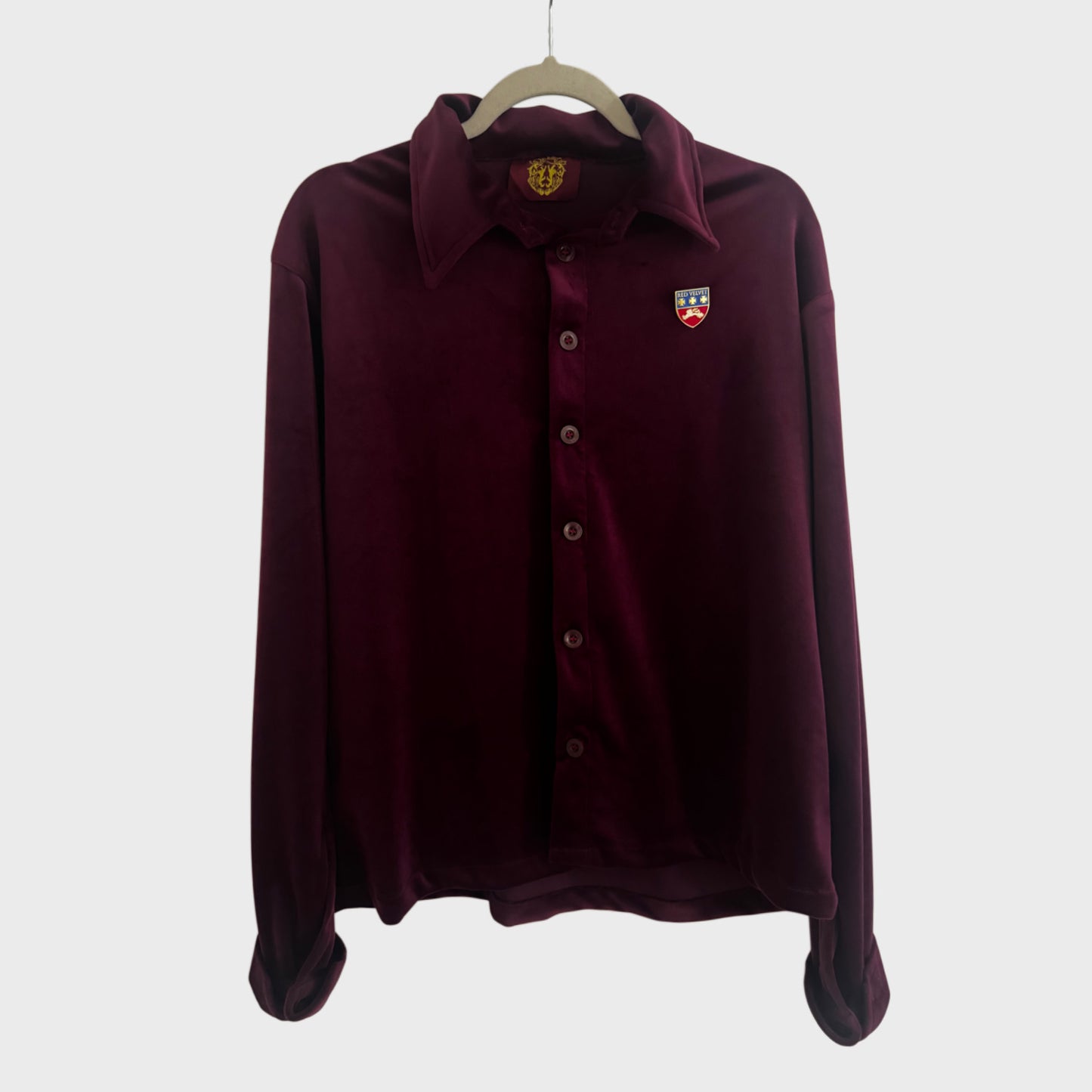 VELVET BORDEAUX RED BUTTONS SHIRT